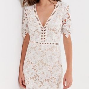 UO White Floral Lace Ladder Mini Dress M